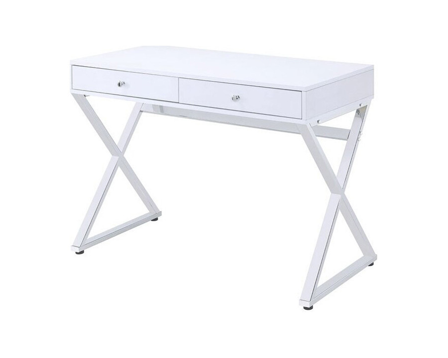 ACME Coleen Writing Desk (Same Ac00895) - White/Chrome