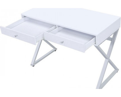 ACME Coleen Writing Desk (Same Ac00895) - White/Chrome