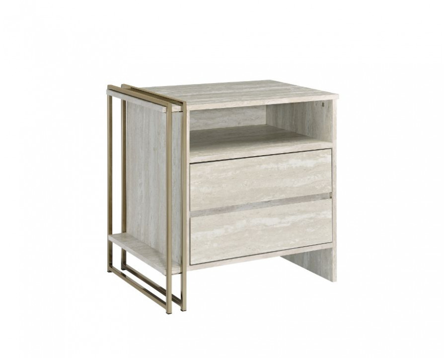 ACME - Tyeid Accent Table in Antique White/Gold