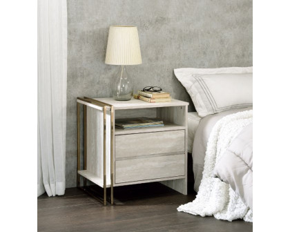 ACME - Tyeid Accent Table in Antique White/Gold