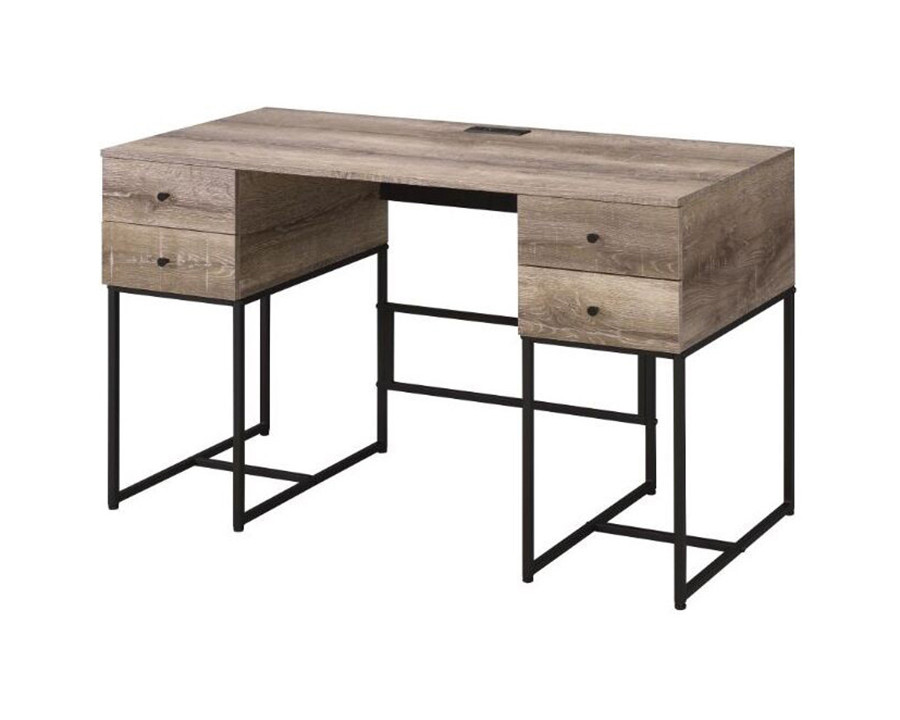 ACME - Desirre Writing Desk with USB in Rustic Oak/Black