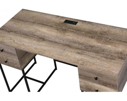 ACME - Desirre Writing Desk with USB in Rustic Oak/Black