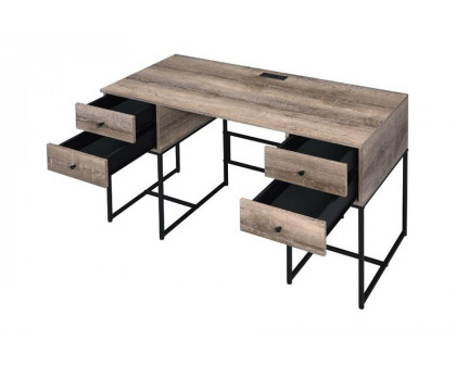 ACME - Desirre Writing Desk with USB in Rustic Oak/Black