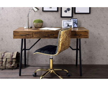 ACME - Jalia Writing Desk in Rustic Oak/Black