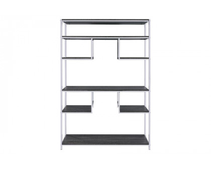 ACME - Vonara Bookshelf in Rustic Gray Oak/Chrome