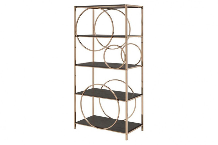 ACME™ Hudice Bookshelf - Black Oak/Champagne