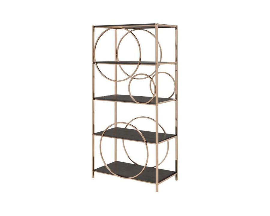 ACME - Hudice Bookshelf in Black Oak/Champagne