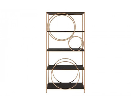 ACME™ Hudice Bookshelf - Black Oak/Champagne