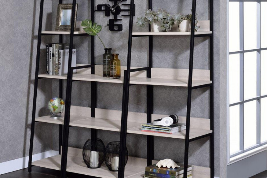 ACME™ Wendral 16"L Bookshelf - Natural/Black, 5-Tier