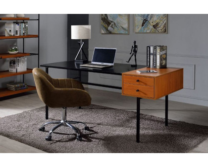 ACME - Oaken Executive Writing Desk in Honey Oak/Black