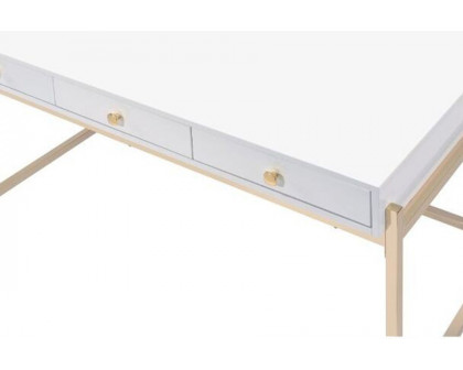 ACME - Ottey Executive Writing Desk in White High Gloss/Gold