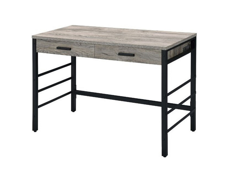 ACME - Disho Writing Desk with USB in Light Weathered Oak/Black