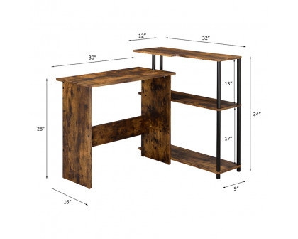 ACME Ievi Writing Desk - Weathered Oak and Black Finish