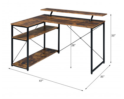 ACME Drebo Writing Desk - Weathered Oak/Black