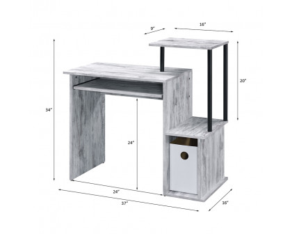 ACME Lyphre Computer Desk - Antique White and Black Finish