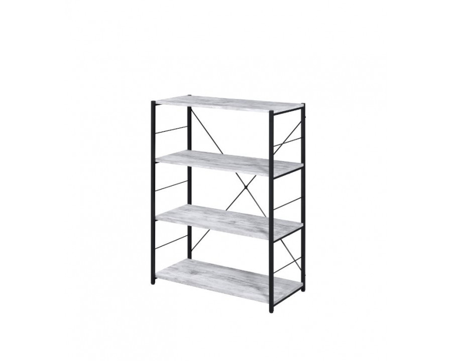 ACME Tesadea Bookshelf - Antique White and Black Finish, 4-Tier