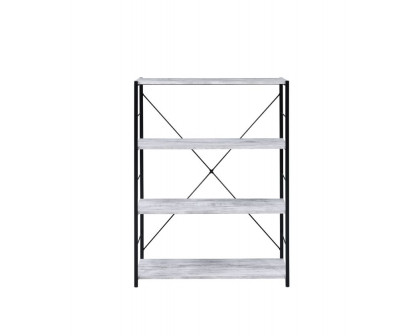 ACME Tesadea Bookshelf - Antique White and Black Finish, 4-Tier