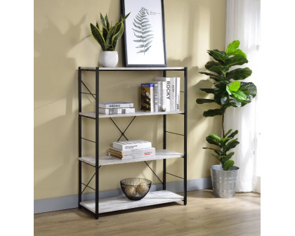 ACME Tesadea Bookshelf - Antique White and Black Finish, 4-Tier