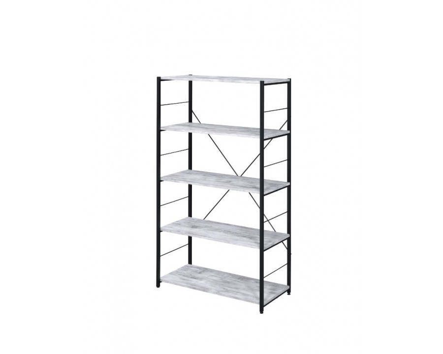 ACME Tesadea Bookshelf - Antique White and Black Finish, 5-Tier