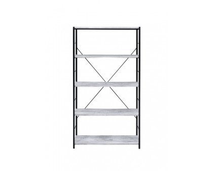 ACME Tesadea Bookshelf - Antique White and Black Finish, 5-Tier