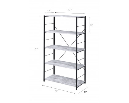 ACME Tesadea Bookshelf - Antique White and Black Finish, 5-Tier