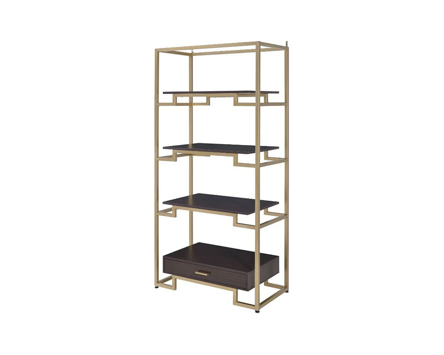 ACME Yumia Bookshelf - Clear Glass/Gold