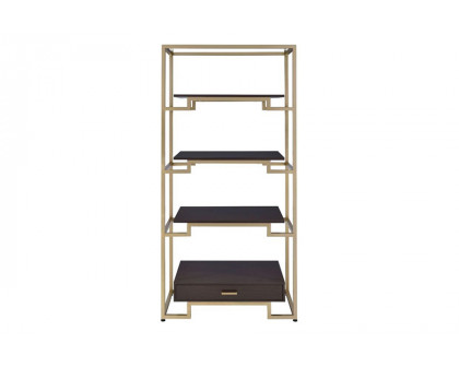 ACME Yumia Bookshelf - Clear Glass/Gold