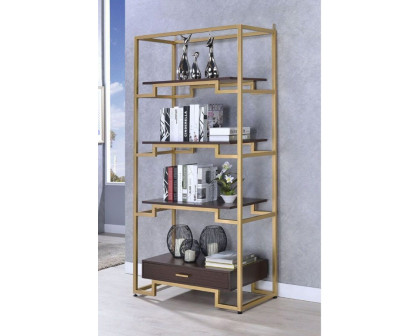 ACME Yumia Bookshelf - Clear Glass/Gold