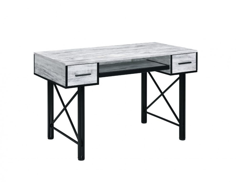 ACME Settea Computer Desk - Antique White and Black Finish