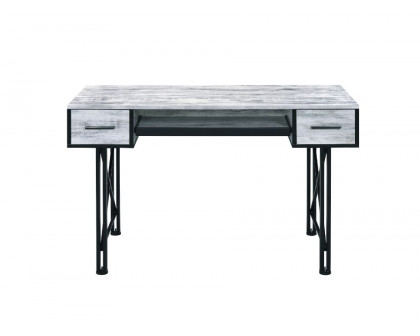 ACME Settea Computer Desk - Antique White and Black Finish