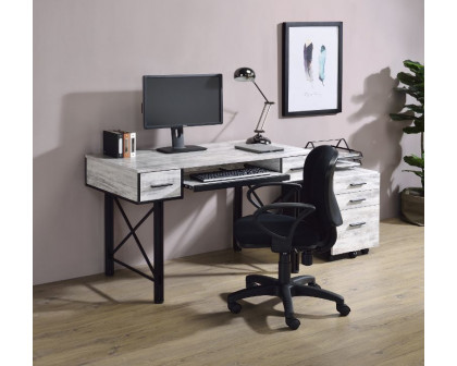 ACME Settea Computer Desk - Antique White and Black Finish