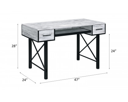 ACME Settea Computer Desk - Antique White and Black Finish