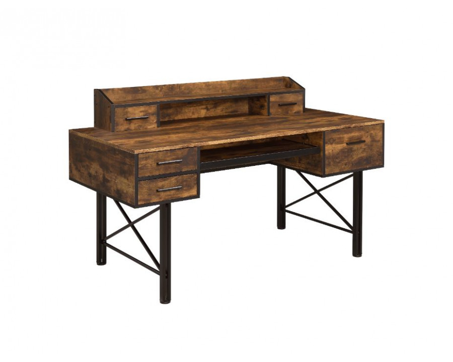 ACME Safea Computer Desk - Weathered Oak and Black Finish