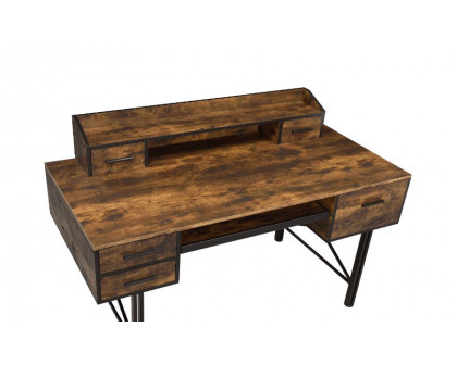 ACME Safea Computer Desk - Weathered Oak and Black Finish