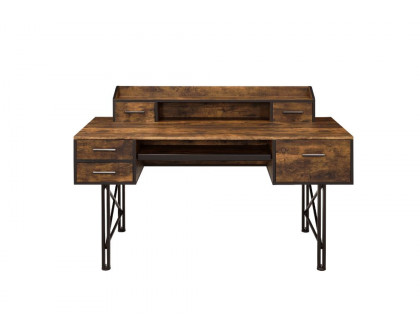 ACME Safea Computer Desk - Weathered Oak and Black Finish