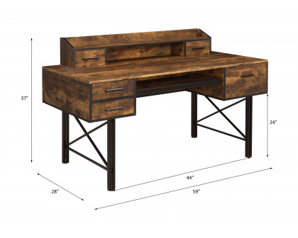 ACME Safea Computer Desk - Weathered Oak and Black Finish