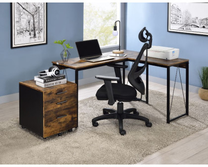 ACME Zetri Writing Desk - Weathered Oak/Black