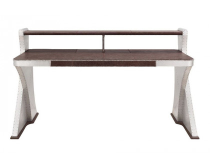 ACME - Brancaster Executive Writing Desk in Retro Brown/Aluminum