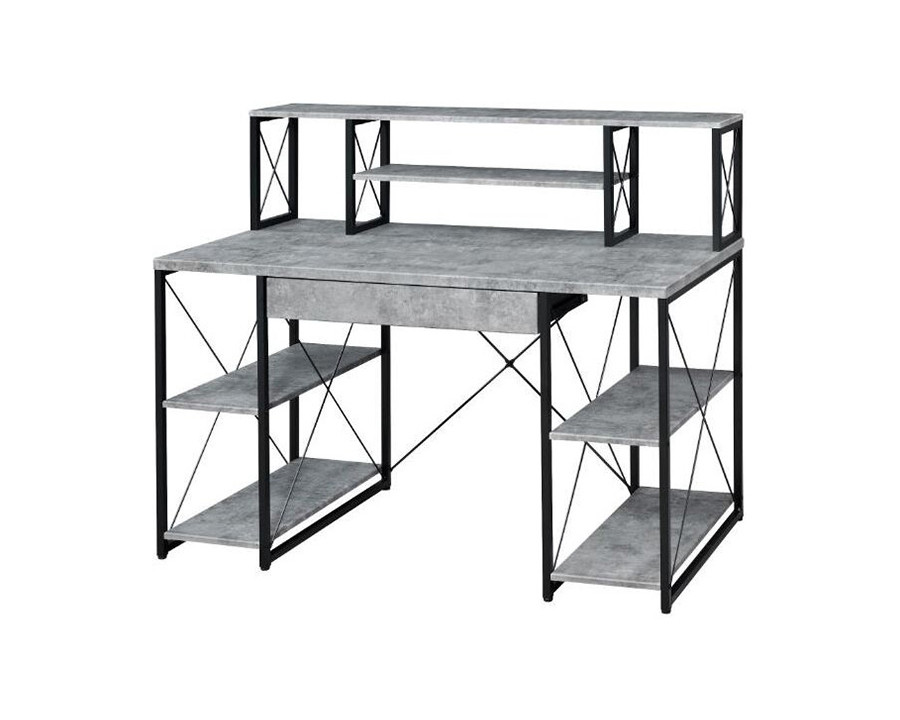 ACME Amiel Music Recording Studio Desk - Faux Concrete and Black