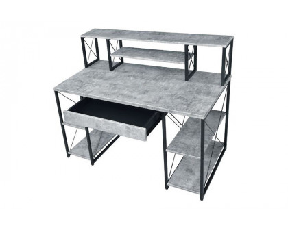 ACME Amiel Music Recording Studio Desk - Faux Concrete and Black