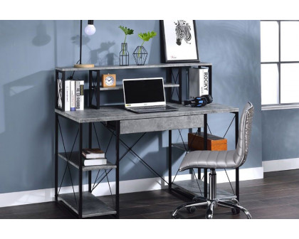 ACME Amiel Music Recording Studio Desk - Faux Concrete and Black