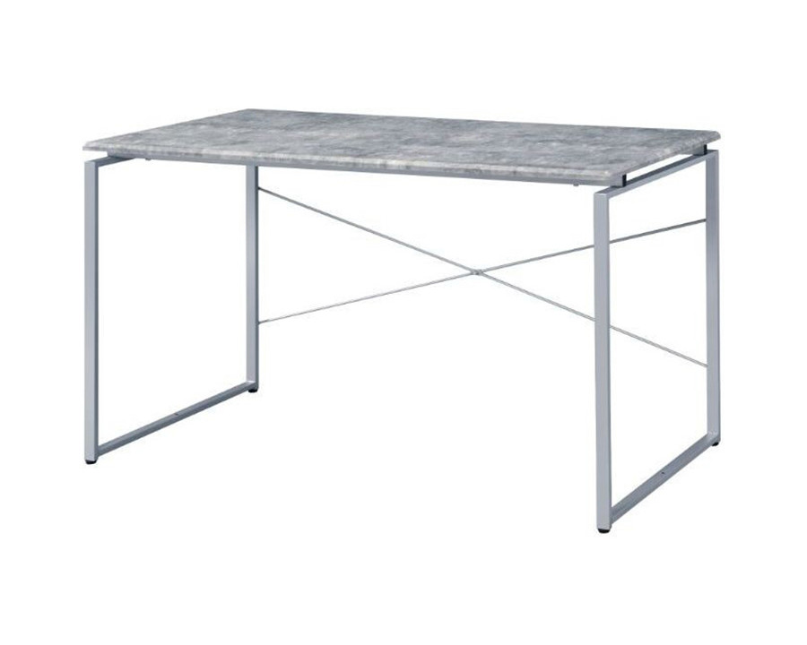 ACME Jurgen Desk - Faux Concrete and Silver