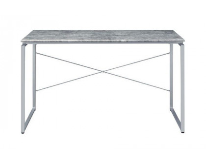 ACME Jurgen Desk - Faux Concrete and Silver