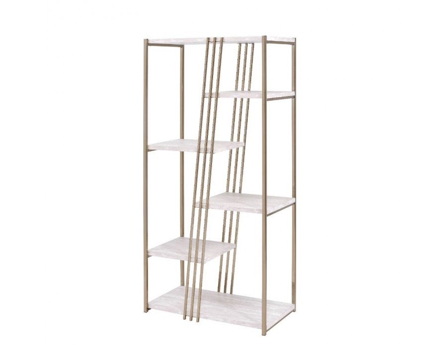 ACME - Tanan Bookshelf in White/Champagne