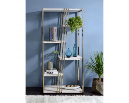 ACME - Tanan Bookshelf in White/Champagne