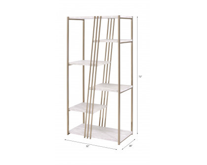 ACME - Tanan Bookshelf in White/Champagne