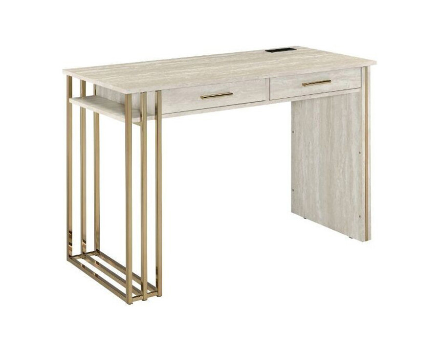 ACME - Tyeid Writing Desk with USB (Same Ac00898) in Antique White/Gold