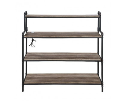 ACME Cordelia Bookshelf with USB - Antique Oak/Sandy Black/Dark Bronze