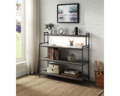 ACME Cordelia Bookshelf with USB - Antique Oak/Sandy Black/Dark Bronze