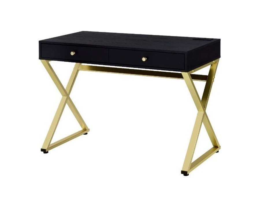 ACME - Coleen Writing Desk with USB (Same Ac00894) in Black/Brass